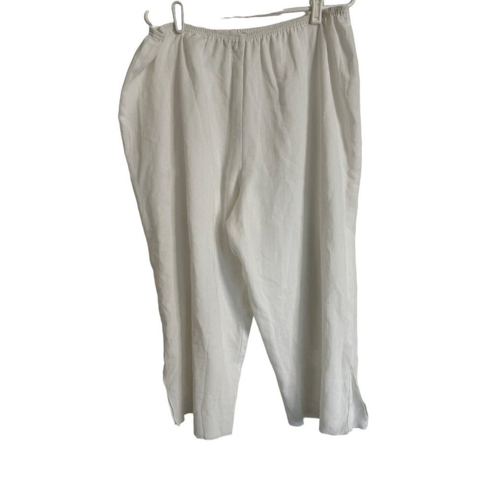 Tilley Endurable 2XL Linda Lundstrom Cropped White Pants Elastic Waist Wide Leg - Picture 9 of 11